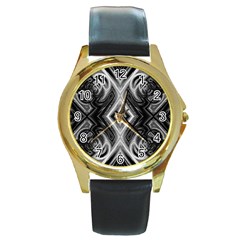 Black And White Round Gold Metal Watch by Dazzleway