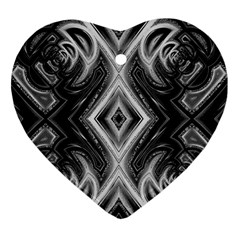 Black And White Heart Ornament (two Sides)