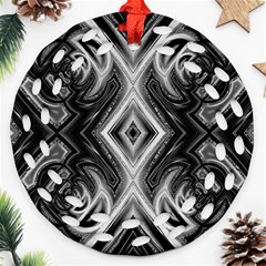 Black And White Round Filigree Ornament (two Sides)