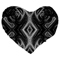 Black And White Large 19  Premium Heart Shape Cushions