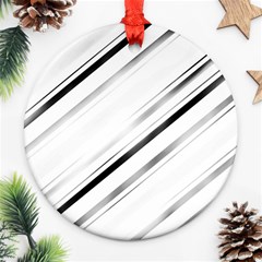 High contrast minimalist black and white modern abstract linear geometric style design Ornament (Round)