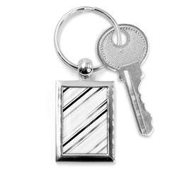 High contrast minimalist black and white modern abstract linear geometric style design Key Chain (Rectangle)