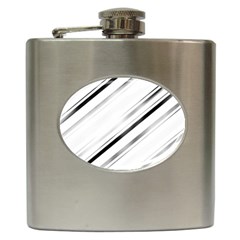 High Contrast Minimalist Black And White Modern Abstract Linear Geometric Style Design Hip Flask (6 Oz) by dflcprintsclothing