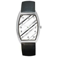 High Contrast Minimalist Black And White Modern Abstract Linear Geometric Style Design Barrel Style Metal Watch by dflcprintsclothing