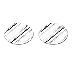 High contrast minimalist black and white modern abstract linear geometric style design Cufflinks (Oval)