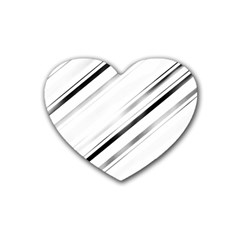 High contrast minimalist black and white modern abstract linear geometric style design Rubber Coaster (Heart) 