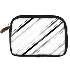 High Contrast Minimalist Black And White Modern Abstract Linear Geometric Style Design Digital Camera Leather Case