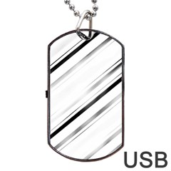 High Contrast Minimalist Black And White Modern Abstract Linear Geometric Style Design Dog Tag Usb Flash (one Side)