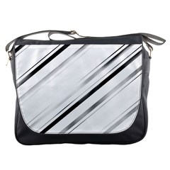 High Contrast Minimalist Black And White Modern Abstract Linear Geometric Style Design Messenger Bag by dflcprintsclothing