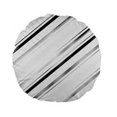 High contrast minimalist black and white modern abstract linear geometric style design Standard 15  Premium Round Cushions