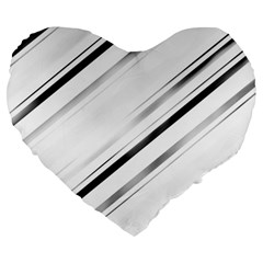 High contrast minimalist black and white modern abstract linear geometric style design Large 19  Premium Heart Shape Cushions