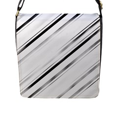 High Contrast Minimalist Black And White Modern Abstract Linear Geometric Style Design Flap Closure Messenger Bag (l)