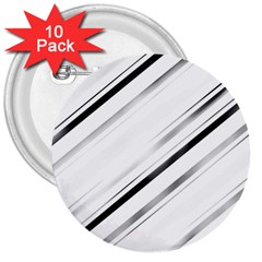 High Contrast Minimalist Black And White Modern Abstract Linear Geometric Style Design 3  Buttons (10 Pack) 