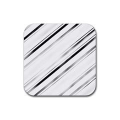 High Contrast Minimalist Black And White Modern Abstract Linear Geometric Style Design Rubber Coaster (square)  by dflcprintsclothing