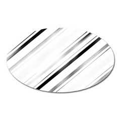 High Contrast Minimalist Black And White Modern Abstract Linear Geometric Style Design Oval Magnet