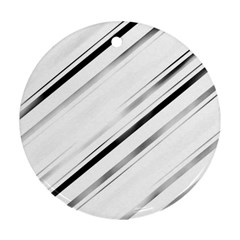 High Contrast Minimalist Black And White Modern Abstract Linear Geometric Style Design Round Ornament (two Sides)