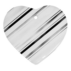 High Contrast Minimalist Black And White Modern Abstract Linear Geometric Style Design Heart Ornament (two Sides)