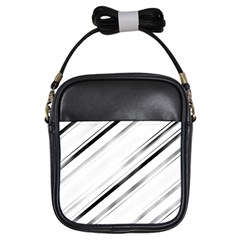 High Contrast Minimalist Black And White Modern Abstract Linear Geometric Style Design Girls Sling Bag by dflcprintsclothing