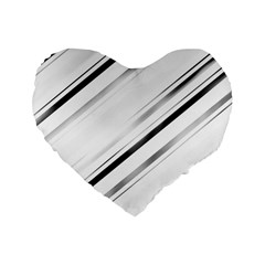 High Contrast Minimalist Black And White Modern Abstract Linear Geometric Style Design Standard 16  Premium Heart Shape Cushions