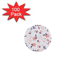 Flowers And Hearts 1  Mini Buttons (100 Pack)  by Sobalvarro