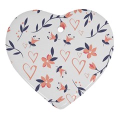 Flowers And Hearts Heart Ornament (two Sides)