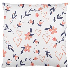 Flowers And Hearts Large Cushion Case (one Side) by Sobalvarro