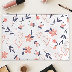 Flowers And Hearts Cosmetic Bag (xxl) by Sobalvarro