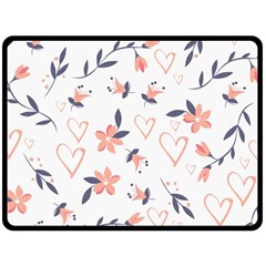 Flowers And Hearts Double Sided Fleece Blanket (large)  by Sobalvarro