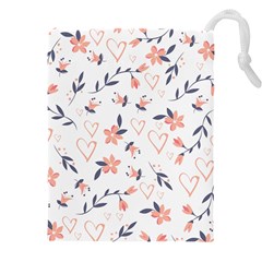 Flowers And Hearts Drawstring Pouch (5xl) by Sobalvarro