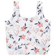 Flowers And Hearts Full Print Recycle Bag (xxl) by Sobalvarro