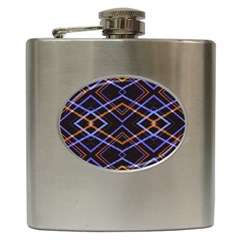 Intersecting Diamonds Motif Print Pattern Hip Flask (6 Oz) by dflcprintsclothing