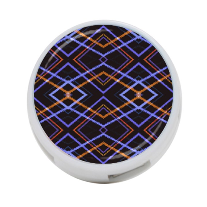 Intersecting Diamonds Motif Print Pattern 4-Port USB Hub (One Side)