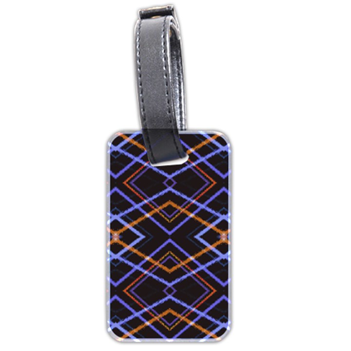 Intersecting Diamonds Motif Print Pattern Luggage Tag (two sides)