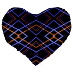 Intersecting Diamonds Motif Print Pattern Large 19  Premium Heart Shape Cushions Back