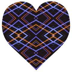 Intersecting Diamonds Motif Print Pattern Wooden Puzzle Heart