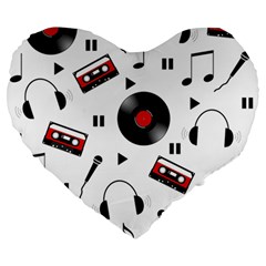 Music Life Large 19  Premium Heart Shape Cushions by Valentinaart