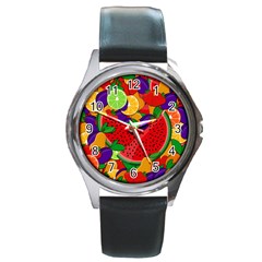 Fruit Life 2  Round Metal Watch by Valentinaart