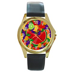 Fruit Life 2  Round Gold Metal Watch