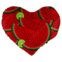 Fruit Life 3 Large 19  Premium Flano Heart Shape Cushions