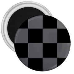 Black Gingham Check Pattern 3  Magnets by yoursparklingshop