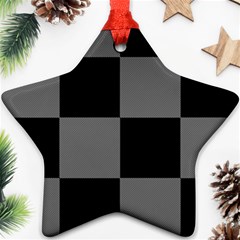 Black Gingham Check Pattern Ornament (star)