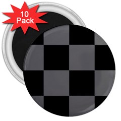 Black Gingham Check Pattern 3  Magnets (10 Pack)  by yoursparklingshop