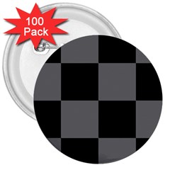 Black Gingham Check Pattern 3  Buttons (100 Pack)  by yoursparklingshop