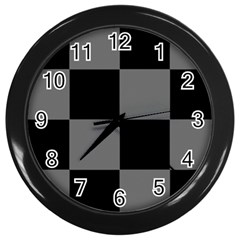 Black Gingham Check Pattern Wall Clock (black) by yoursparklingshop