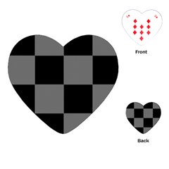 Black Gingham Check Pattern Playing Cards Single Design (heart)