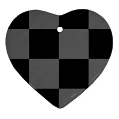 Black Gingham Check Pattern Heart Ornament (two Sides) by yoursparklingshop