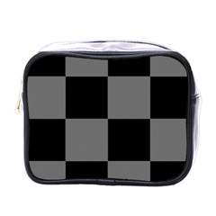 Black Gingham Check Pattern Mini Toiletries Bag (one Side) by yoursparklingshop