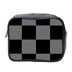 Black Gingham Check Pattern Mini Toiletries Bag (two Sides) by yoursparklingshop