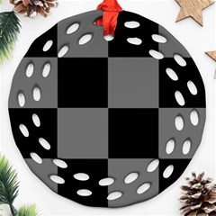 Black Gingham Check Pattern Ornament (round Filigree)