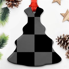 Black Gingham Check Pattern Christmas Tree Ornament (two Sides)